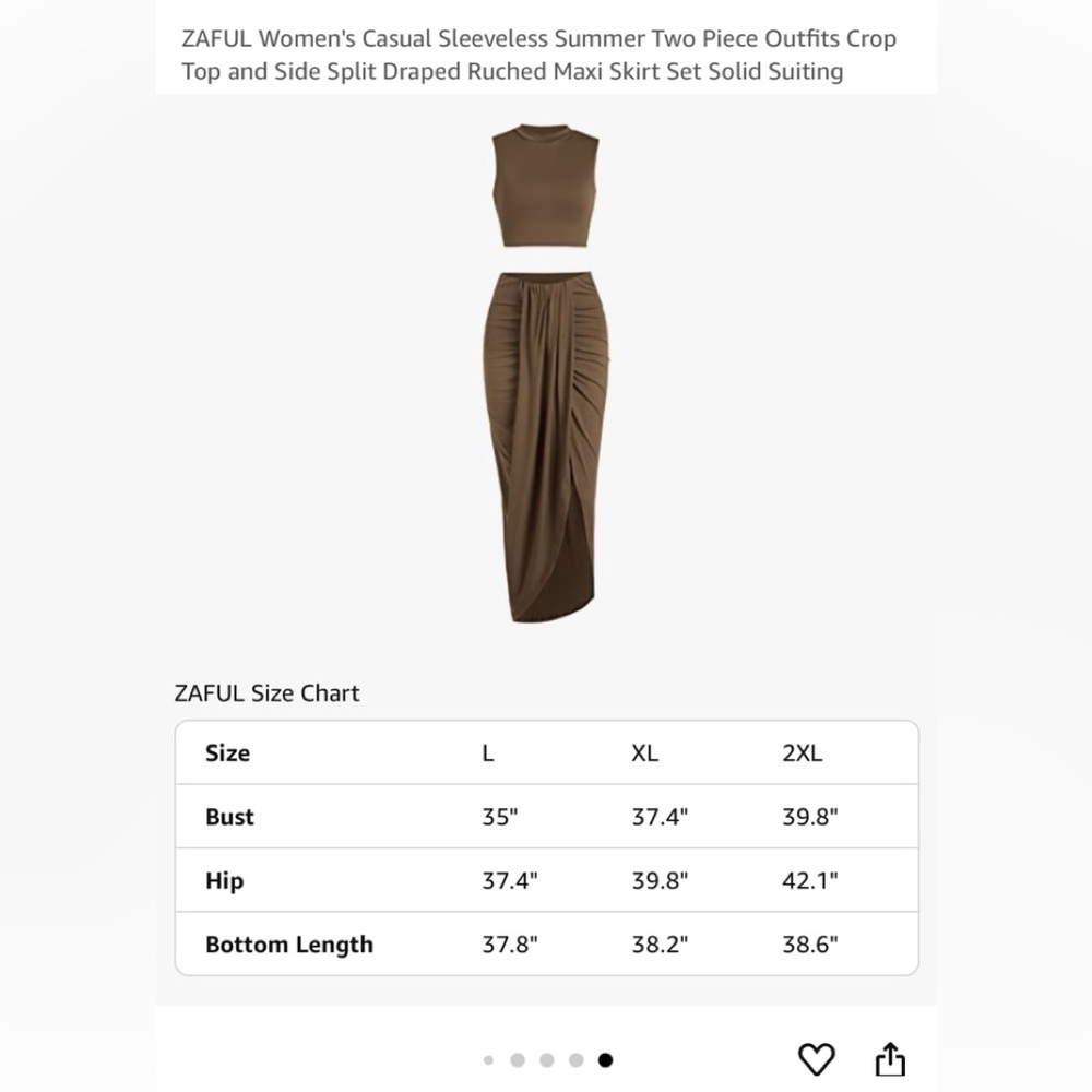 NWT Women’s XL Brown 2 Piece Outfit - Picture 3 of 4